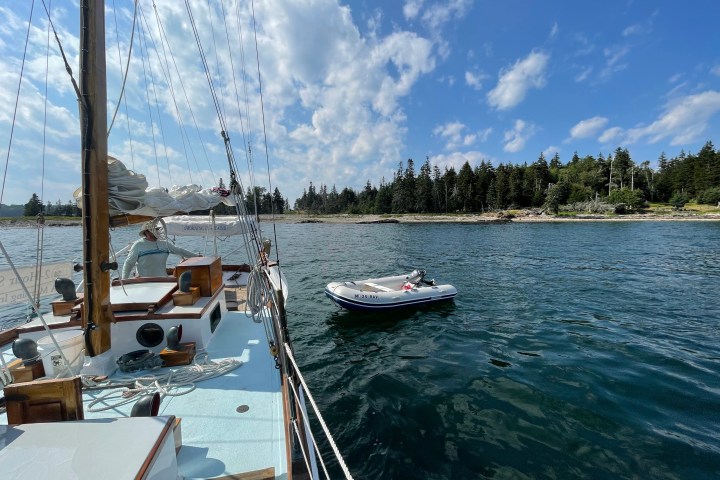 a small boat in a body of water